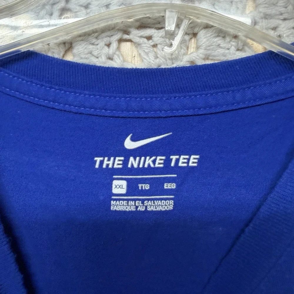 Nike Shirt Mens 2XL Blue Graphic Retro Swoosh Air Sports Outdoor 100%Cotton